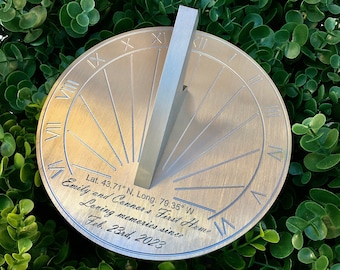Custom First Home Engraved Sundial Gift for: New Home Owner, Housewarming Gift, Personalized Gift for Couple