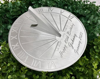 Custom Birthday Engraved Sundial  Gift for: Husband, Wife, Parents, Brother, Sister, Grandparents, For Him or Her