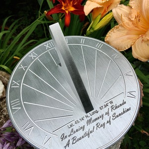 Custom Memorial Engraved Sundial, Personalized message for Funerals and Remembrance image 2