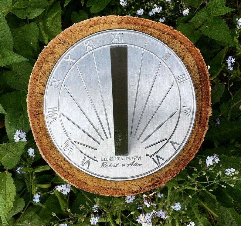 Custom Engraved Unique Sundial Circular, Precision Calibrated for your Location, Gift for: Anniversary, Retirement, Special B-day, Garden image 9