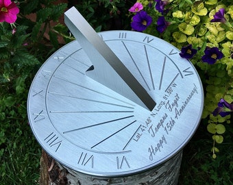 Custom 15th Wedding Anniversary Engraved Sundial Gift for: Parents, Grandparents, Couples, For Him or Her, Crystal Anniversary