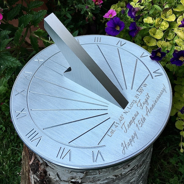 Custom 15th Wedding Anniversary Engraved Sundial Gift for: Parents, Grandparents, Couples, For Him or Her, Crystal Anniversary