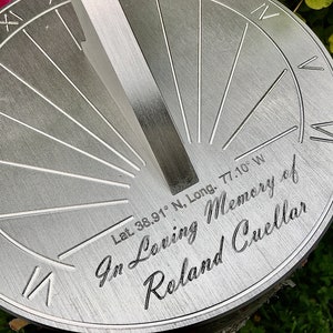 Custom Memorial Engraved Sundial, Personalized Message for Funerals and ...