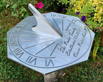 Custom 15th Wedding Anniversary Engraved Octagonal Sundial Gift for: Parents, Grandparents, Couples, For Him or Her, Crystal Anniversary