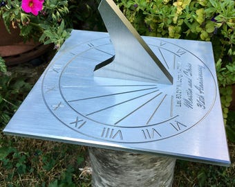 Custom 30th Wedding Anniversary Engraved Square Sundial Gift for: Parents, Grandparents, Couples, For Him or Her, Pearl Anniversary