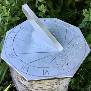 Custom 25th Wedding Anniversary Engraved Sundial Gift for: Parents, Grandparents, Couples, For Him or Her, Silver Anniversary