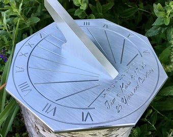 Custom 25th Wedding Anniversary Engraved Sundial Gift for: Parents, Grandparents, Couples, For Him or Her, Silver Anniversary