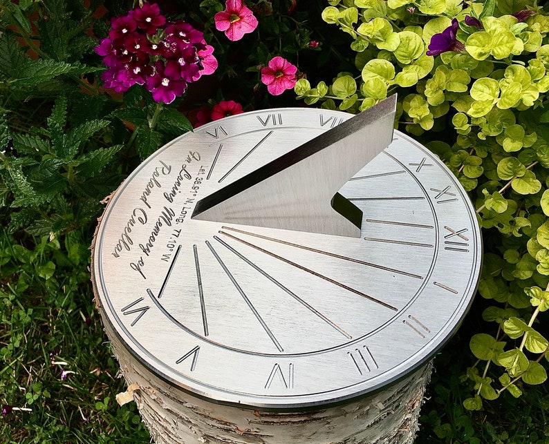 Custom Memorial Engraved Sundial, Personalized message for Funerals and Remembrance image 7