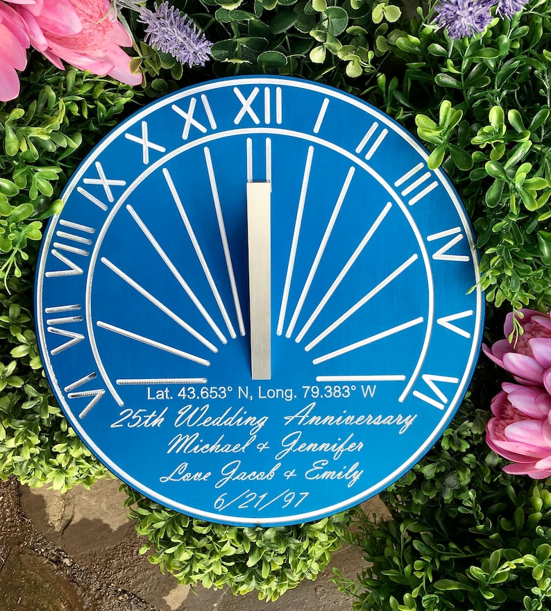 Custom Engraved Color Unique Sundial Precision Designed for your Location, Gift for: Anniversary, Retirement, Special B-day, Garden image 9