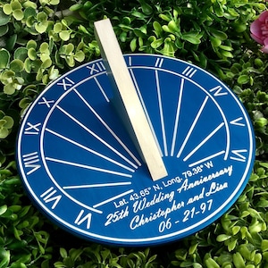 Custom Engraved Color Unique Sundial - Precision Designed for your Location, Gift for: Anniversary, Retirement, Special B-day, Garden