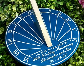 Custom Engraved Color Unique Sundial - Precision Designed for your Location, Gift for: Anniversary, Retirement, Special B-day, Garden