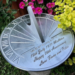 Custom Engraved Unique Sundial Circular, Precision Calibrated for your Location, Gift for: Anniversary, Retirement, Special B-day, Garden image 3