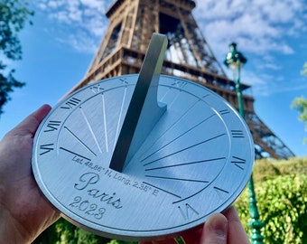 Paris Sundial Gift - Circular, Precision Designed for your Location, Gift for: Anniversary, Retirement, Special B-day, Garden