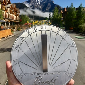 Custom Engraved Unique Sundial Circular, Precision Calibrated for your Location, Gift for: Anniversary, Retirement, Special B-day, Garden image 2