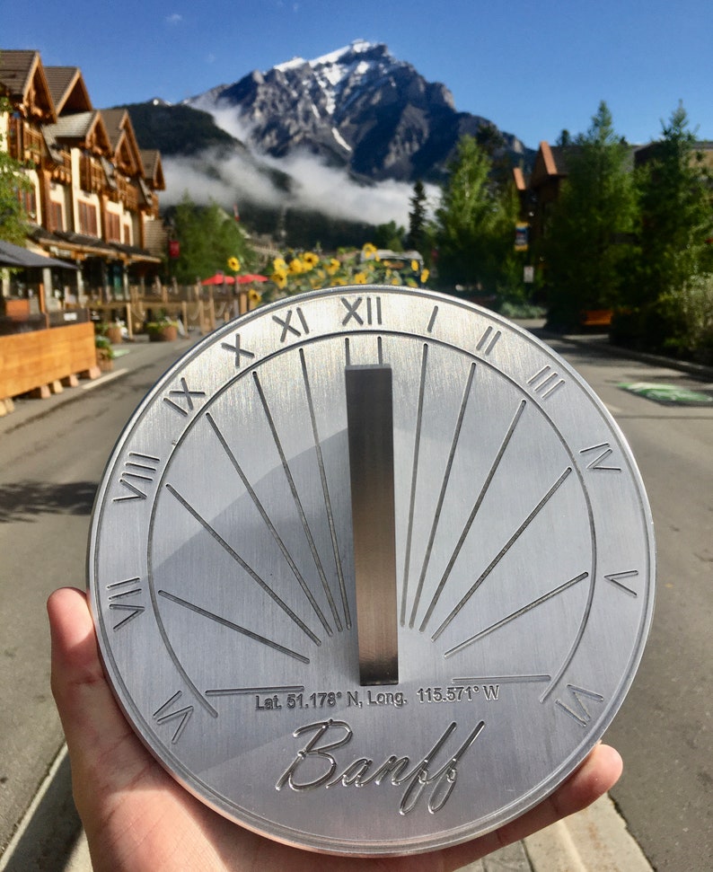 Custom Engraved Unique Sundial Circular, Precision Calibrated for your Location, Gift for: Anniversary, Retirement, Special B-day, Garden image 2