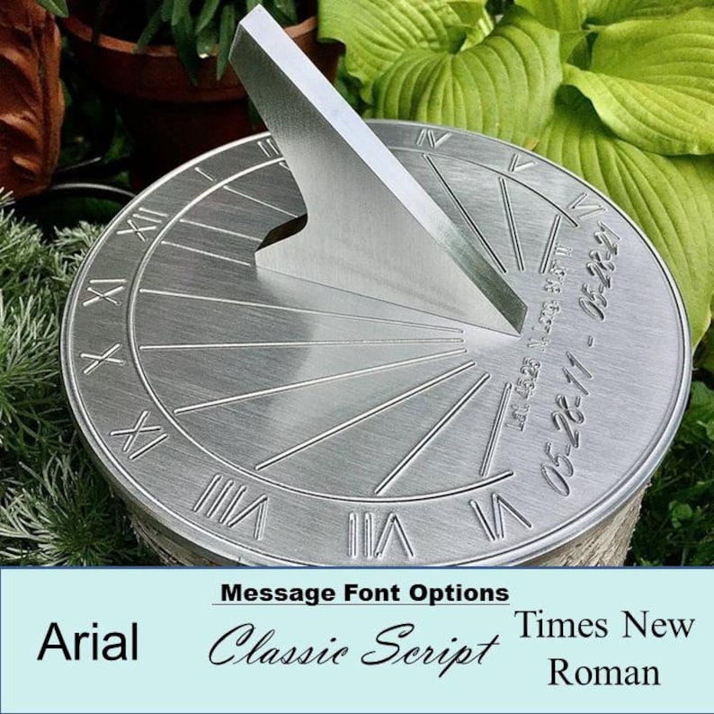 Custom Engraved Unique Sundial Circular, Precision Calibrated for your Location, Gift for: Anniversary, Retirement, Special B-day, Garden image 8