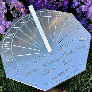Custom 50th Wedding Anniversary Engraved Octagonal Sundial Gift for: Parents, Grandparents, Couples, For Him or Her, Golden Anniversary