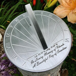 Custom Memorial Engraved Sundial, Personalized Message for Funerals and ...