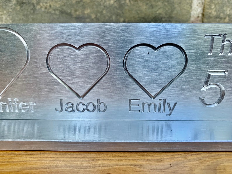 5 Years of Family Custom Engraved Aluminum Sculpture 5th Anniversary image 5