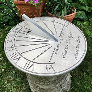 Custom 5th Wedding Anniversary Engraved Sundial Gift for: Parents, Grandparents, Couples, For Him or Her, Wood Anniversary