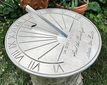 Custom 5th Wedding Anniversary Engraved Sundial Gift for: Parents, Grandparents, Couples, For Him or Her, Wood Anniversary