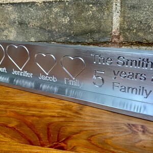 5 Years of Family Custom Engraved Aluminum Sculpture 5th Anniversary image 2