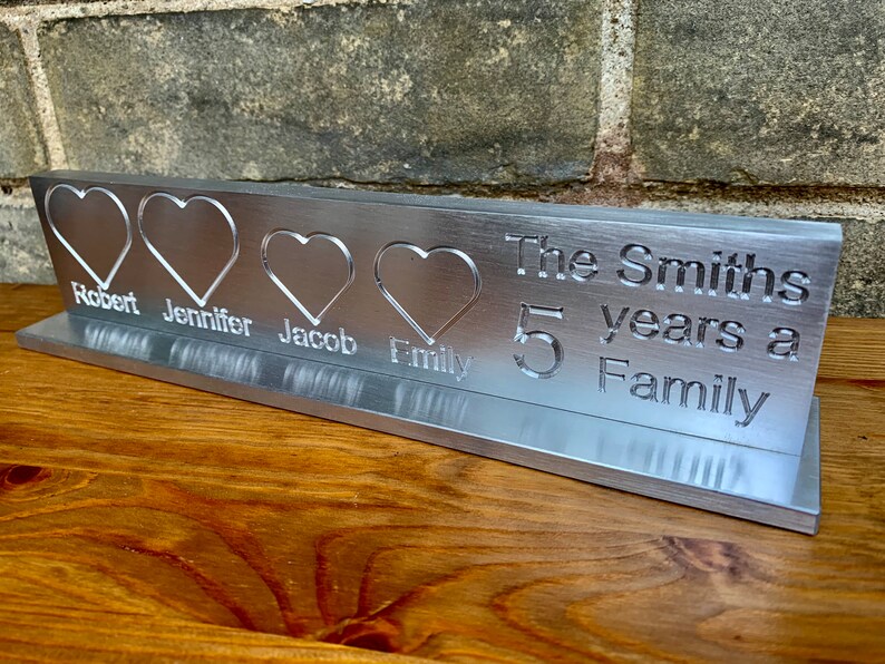 5 Years of Family Custom Engraved Aluminum Sculpture 5th Anniversary image 2