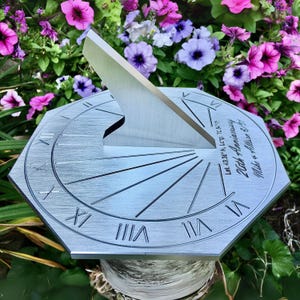Custom 20th Wedding Anniversary Engraved OCTAGONAL Sundial Gift for: Parents, Grandparents, Couples, For Him or Her, China Anniversary