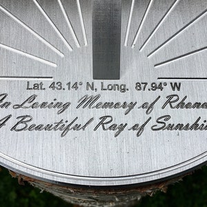 Custom Memorial Engraved Sundial, Personalized message for Funerals and Remembrance image 9