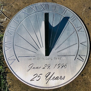 Custom 25th Wedding Anniversary Engraved Sundial Gift for: Parents, Grandparents, Couples, For Him or Her, Silver Anniversary image 8