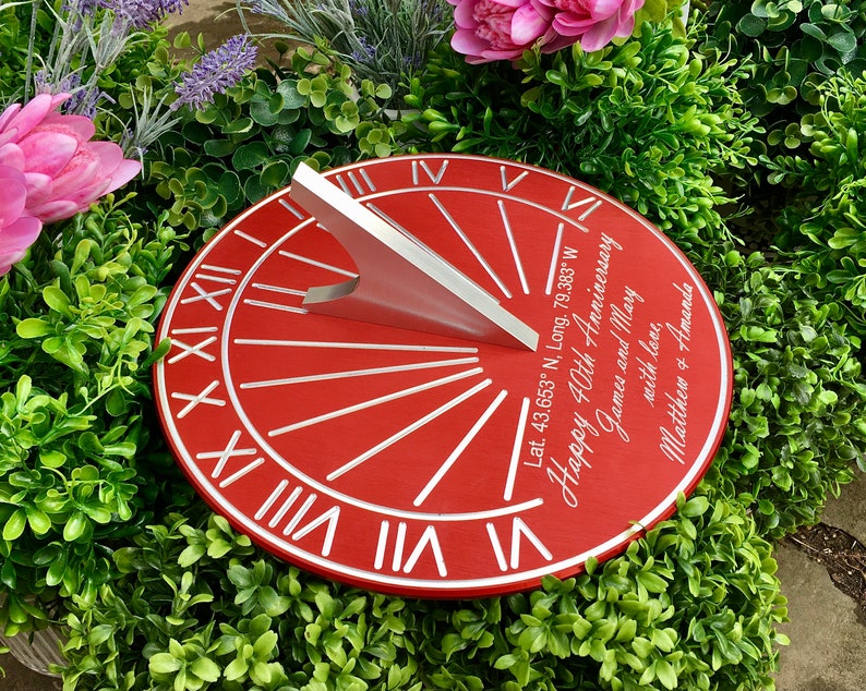 Custom Engraved Color Unique Sundial Precision Designed for your Location, Gift for: Anniversary, Retirement, Special B-day, Garden image 2