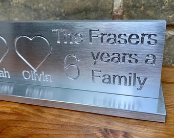 6 Years of Family Custom Engraved Aluminum Sculpture - 6th Anniversary