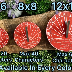 Custom Engraved Color Unique Sundial Precision Designed for your Location, Gift for: Anniversary, Retirement, Special B-day, Garden image 4