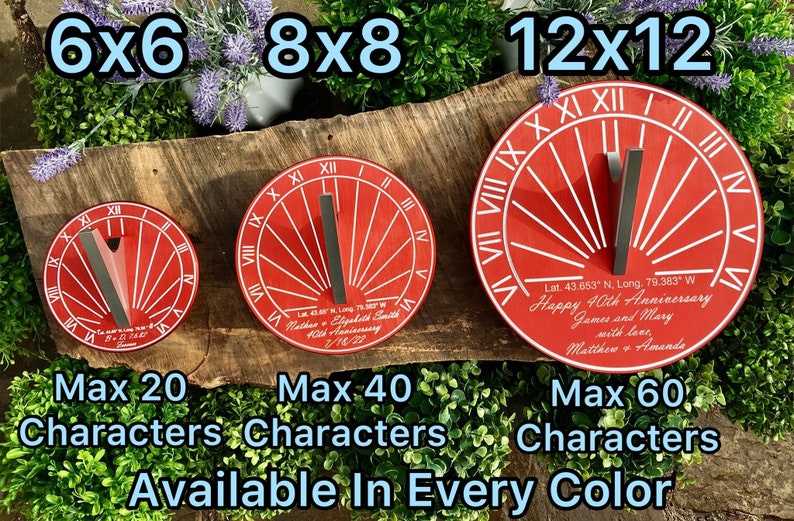Custom Engraved Color Unique Sundial Precision Designed for your Location, Gift for: Anniversary, Retirement, Special B-day, Garden image 4