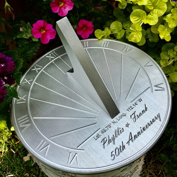 Custom 50th Wedding Anniversary Engraved Sundial Gift for: Parents, Grandparents, Couples, For Him or Her, Golden Anniversary