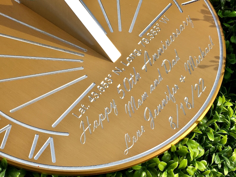 Custom Engraved Color Unique Sundial Precision Designed for your Location, Gift for: Anniversary, Retirement, Special B-day, Garden image 10