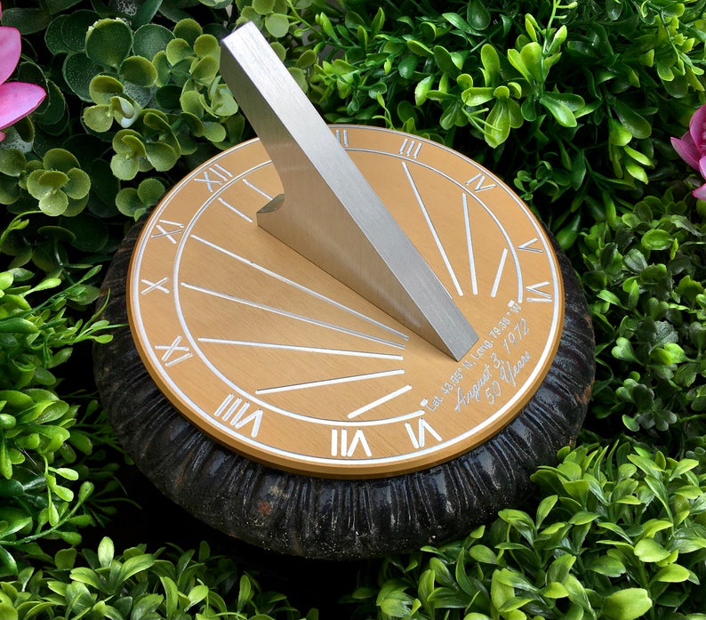 Custom Engraved Color Unique Sundial Precision Designed for your Location, Gift for: Anniversary, Retirement, Special B-day, Garden image 7