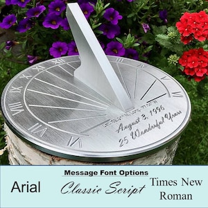 Custom 25th Wedding Anniversary Engraved Sundial Gift for: Parents, Grandparents, Couples, For Him or Her, Silver Anniversary image 6