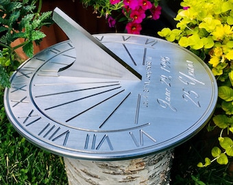 Custom 35th Wedding Anniversary Engraved Sundial Gift for: Parents, Grandparents, Couples, For Him or Her, Coral Anniversary