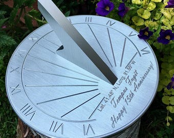 Custom 15th Wedding Anniversary Engraved Sundial Gift for: Parents, Grandparents, Couples, For Him or Her, Crystal Anniversary