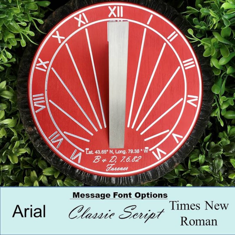 Custom Engraved Color Unique Sundial Precision Designed for your Location, Gift for: Anniversary, Retirement, Special B-day, Garden image 6