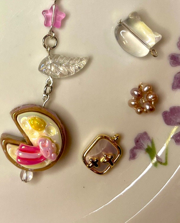 Mini Pie Keychain Cute Pink Pie Keychain With Angel and Star Design - Etsy