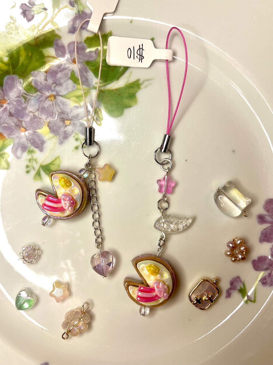 Cute Pink Pie Keychain With Angel and Star Design - Etsy