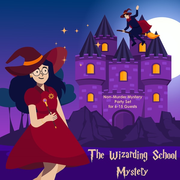 Teen / Adult Non-Murder Mystery Game "Wizarding School Mystery" | 6-15 players | PDF version