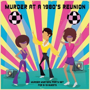 Juego de misterio y asesinato &quot;Murder at a 1980&#39;s Reunion&quot; / 8-15 jugadores / Versión PDF