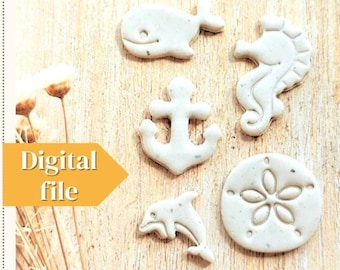Sea Life Earring Cutter STL: Polymer Clay Style (Digital Download)