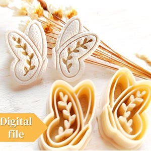 File STL per taglierina per orecchini in pasta polimerica a forma di farfalla (download digitale)