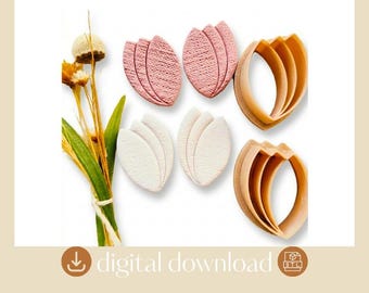 Tulpenblatt Ausstecher - Polymer Clay Ohrring Ausstecher STL Datei (Digitaler Download)