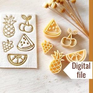 Fruit Stamp Pack: STL Earring Clay Cutter Digital File (2cm)