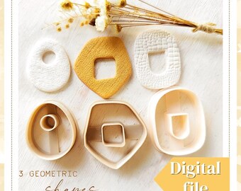 Geometrische, organische STL polymeerklei oorbelvormer - STL digitaal bestand organische kleivormer, Instant Download, STL-bestand voor 3D-printer